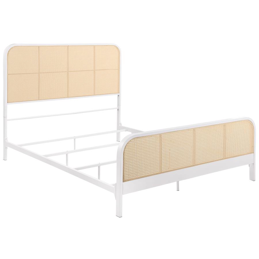 Lanewood Open Cane Webbing Metal Queen Bed White (image for) Lanewood Open Cane Webbing Metal Queen Bed White