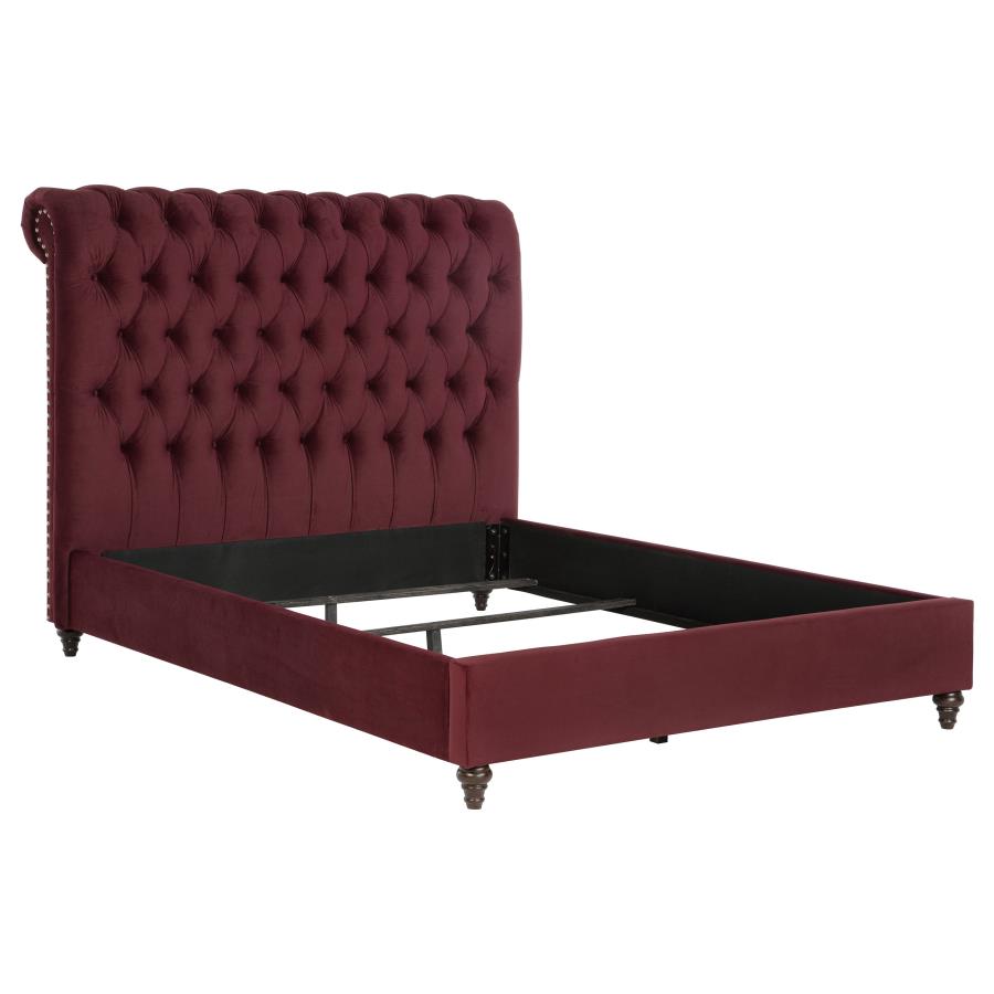 Devon 57-inch Upholstered Eastern King Headboard Wine Red (image for) Devon 57-inch Upholstered Eastern King Headboard Wine Red