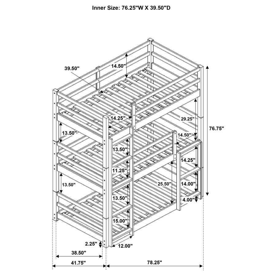 Modal Additional Images for Sandler Wood Twin Triple Bunk Bed Cappuccino