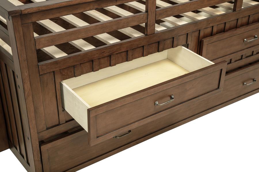 Carlsbad Wood Twin Captains Bed With Trundle Medium Brown