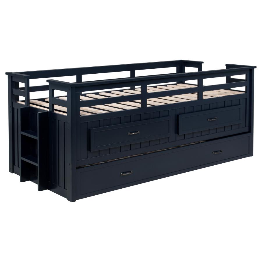 (image for) Carlsbad Wood Twin Captains Bed With Trundle Navy Blue