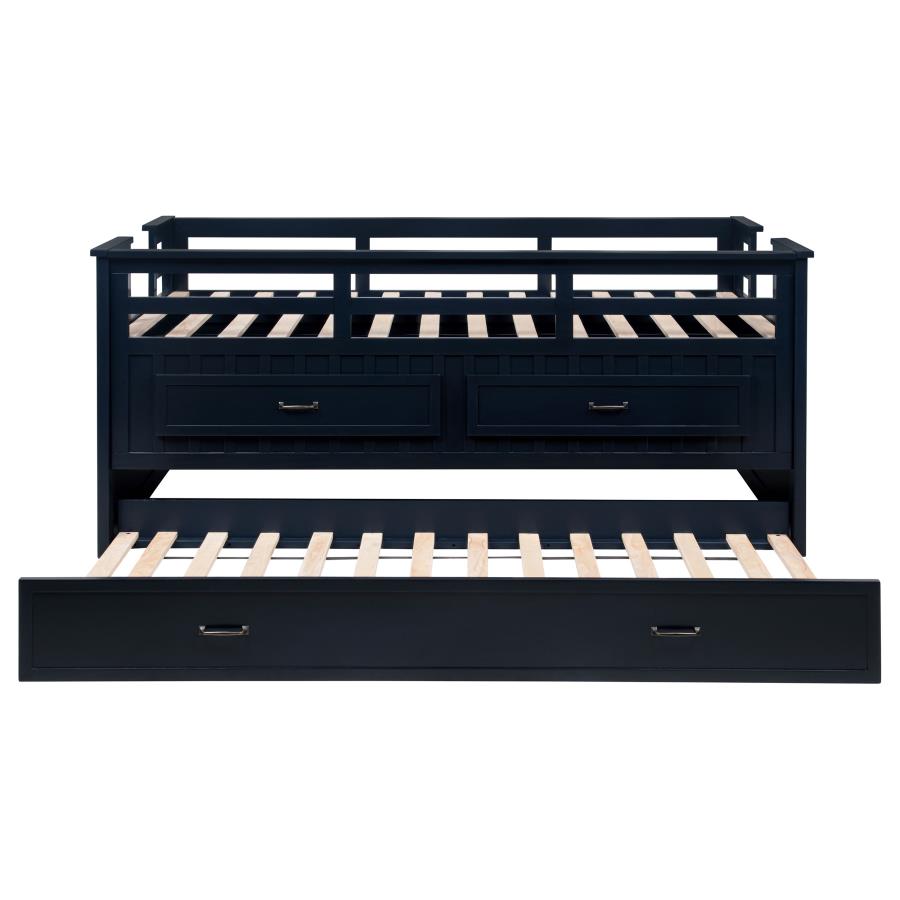 Carlsbad Wood Twin Captains Bed With Trundle Navy Blue
