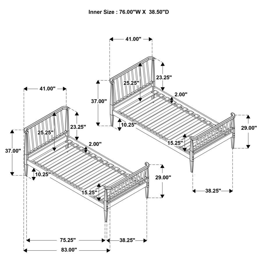Modal Additional Images for Abram Windsor Twin Over Twin Wood Bunk Bed with Ladder Almond