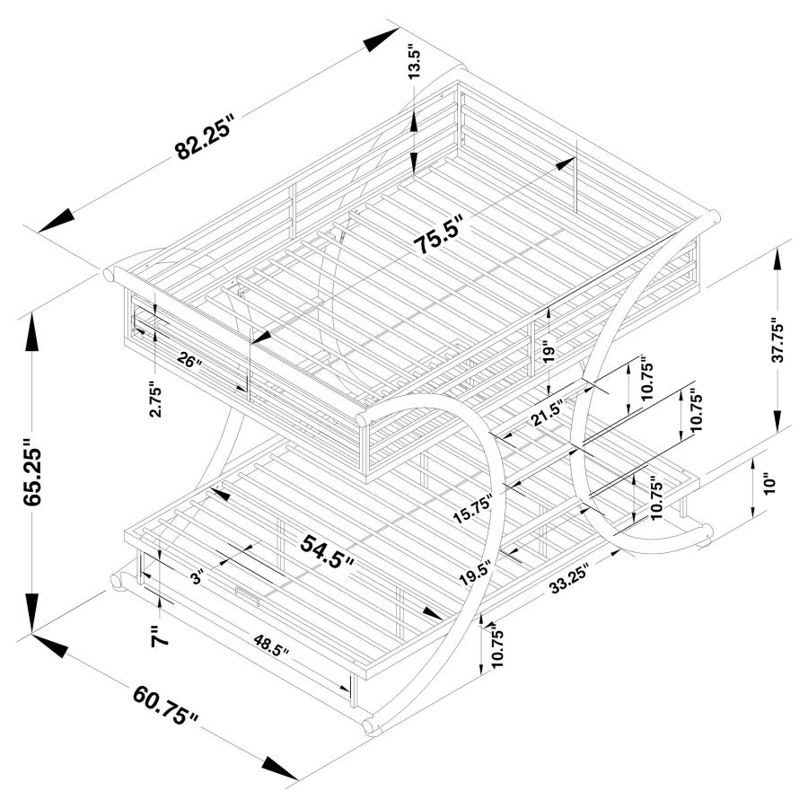 Modal Additional Images for Stephan Metal Full Over Full Bunk Bed Gunmetal