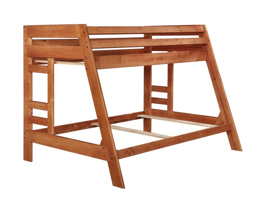 Wrangle Hill Wood Twin Over Full Bunk Bed Amber Wash