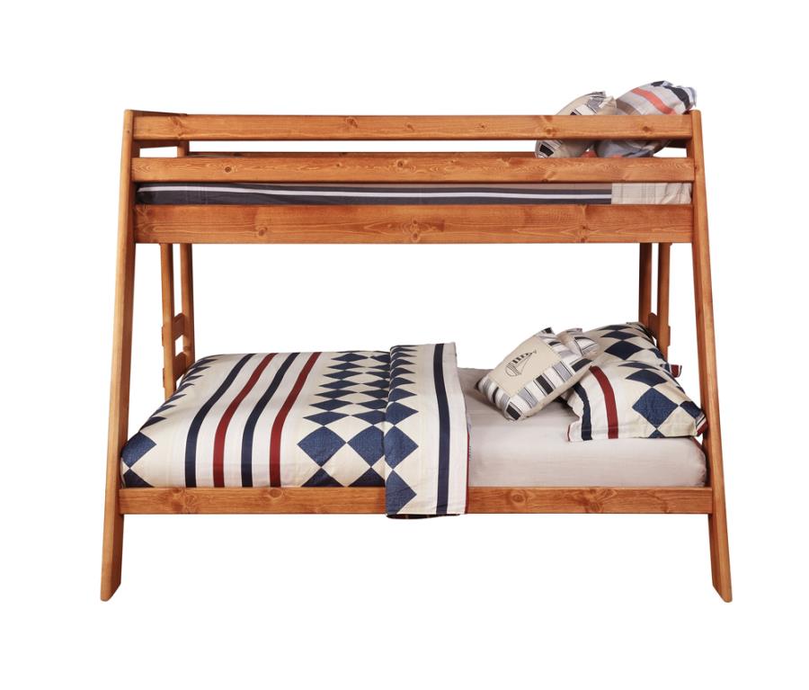 Wrangle Hill Wood Twin Over Full Bunk Bed Amber Wash