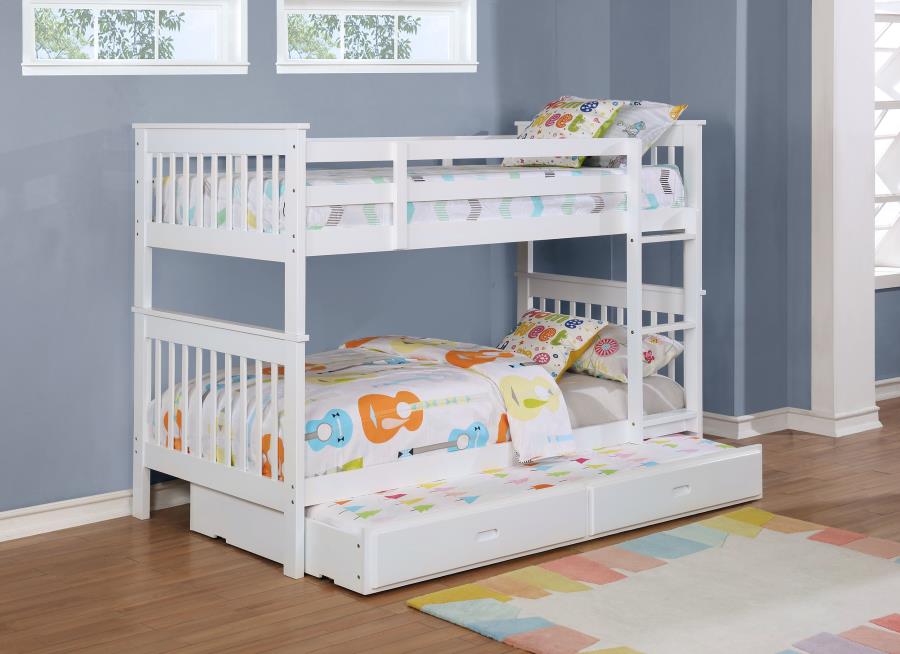 Modal Additional Images for Chapman Wood Twin Over Twin Bunk Bed with Mattress White