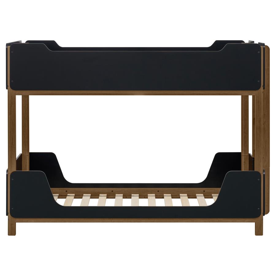 Morris Twin Over Twin Wood Bunk Bed Black and Walnut