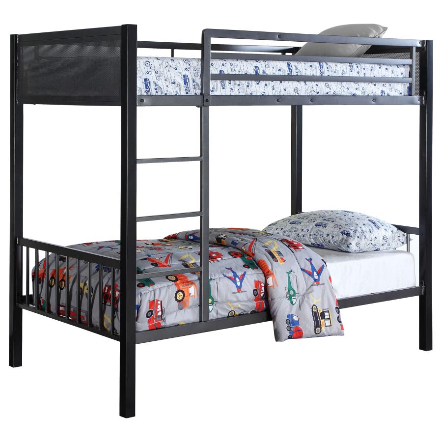Meyers Metal Twin Over Twin Bunk Bed Black (image for) Meyers Metal Twin Over Twin Bunk Bed Black