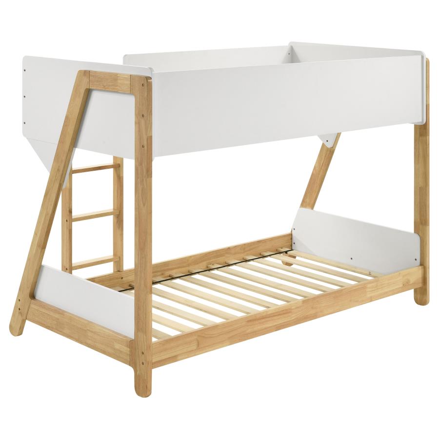 Wyatt Wood Twin Over Twin Bunk Bed White and Natural 