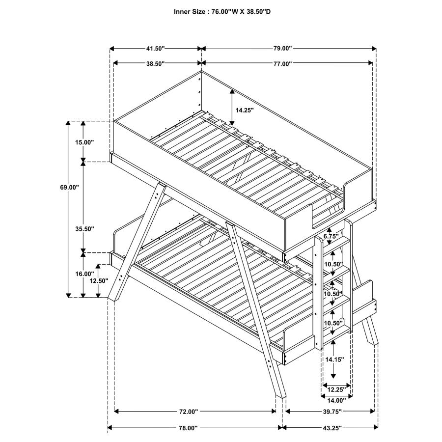 Modal Additional Images for Frankie Twin Over Twin Bunk Bed with 7-inch Mattresses Blue