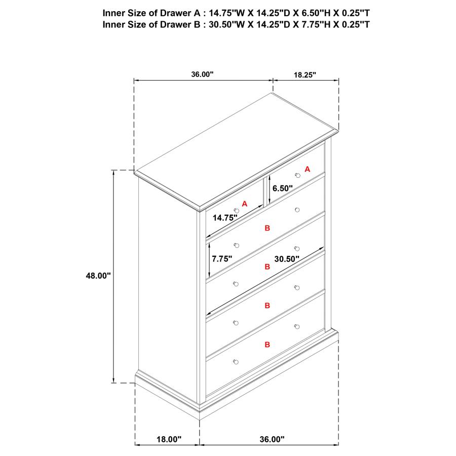Modal Additional Images for Sumerlin 6-drawer Bedroom Chest of Drawers Cappuccino