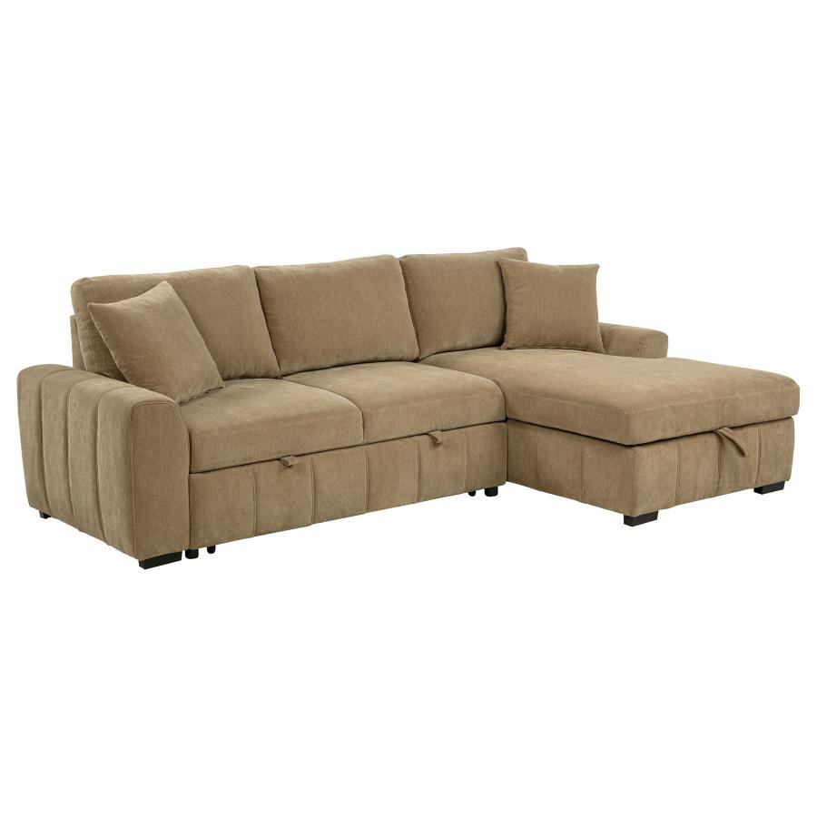 (image for) Pastrana Upholstered Sleeper Sectional Sofa RAF Chaise Camel