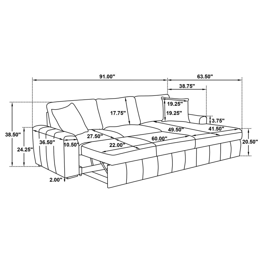 Modal Additional Images for Pastrana Upholstered Sleeper Sectional Sofa RAF Chaise Camel