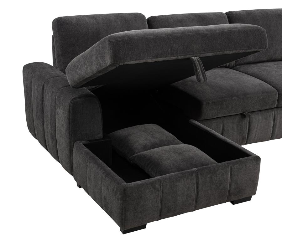 Pastrana Upholstered Sleeper Sectional Sofa LAF Chaise Grey
