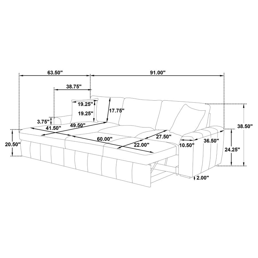 Modal Additional Images for Pastrana Upholstered Sleeper Sectional Sofa LAF Chaise Grey