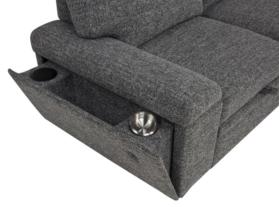 Demko Sleeper Sectional Sofa with Speaker and Storage Chaise Granite