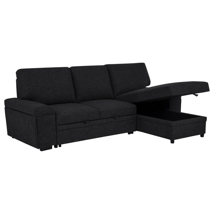 Demko Sleeper Sectional Sofa with Speaker and Storage Chaise Black