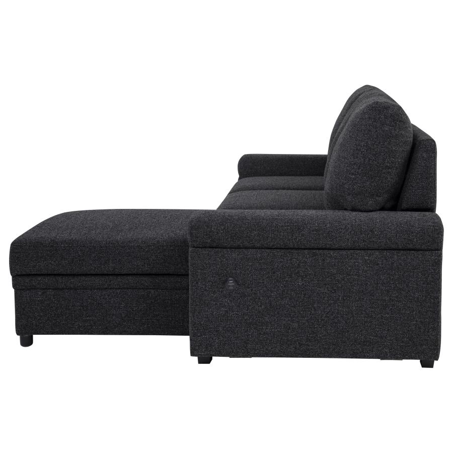 Demko Sleeper Sectional Sofa with Speaker and Storage Chaise Black