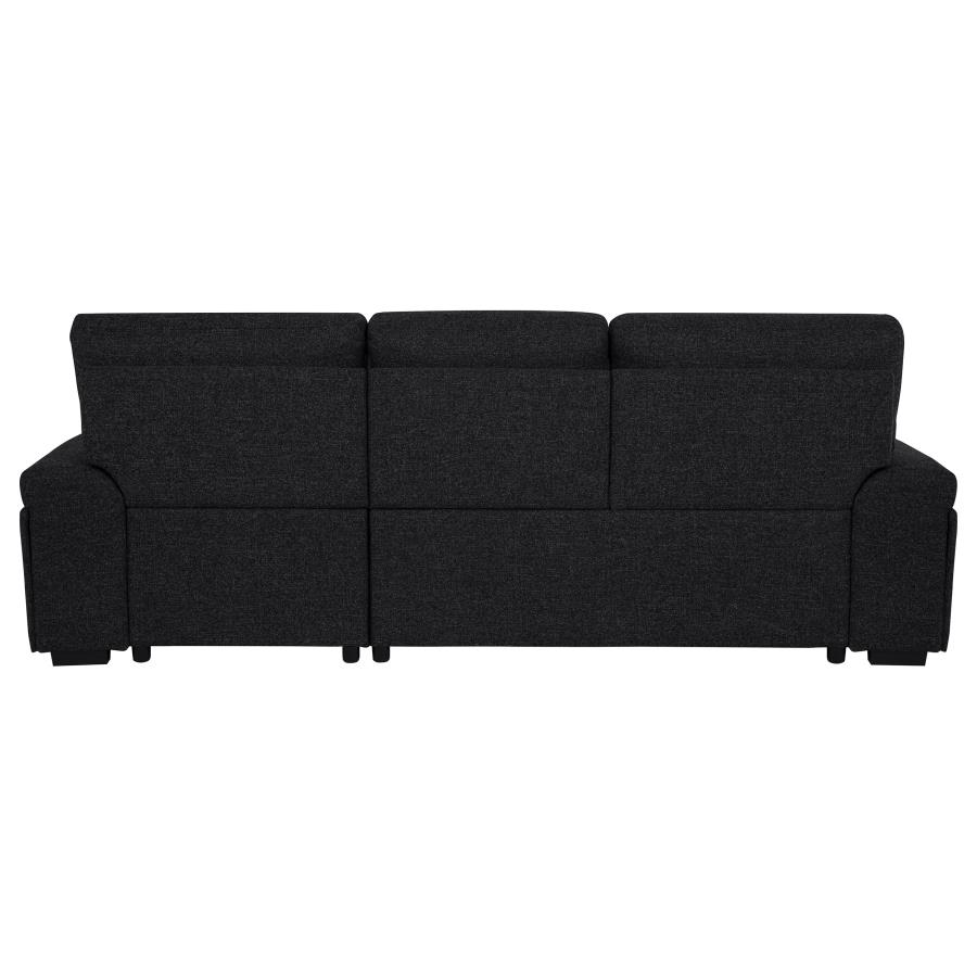 Demko Sleeper Sectional Sofa with Speaker and Storage Chaise Black