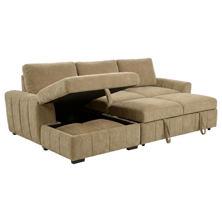 (image for) Pastrana Upholstered Sleeper Sectional Sofa LAF Chaise Camel