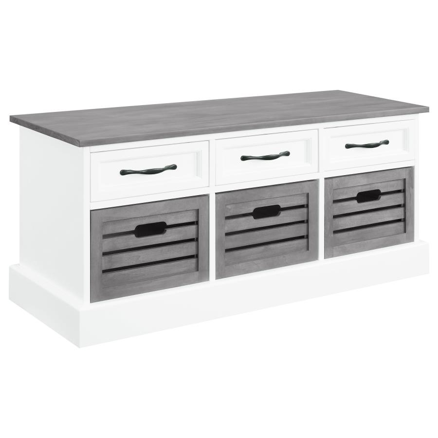 Alma 3-drawer Storage Bench White and Weathered Grey (image for) Alma 3-drawer Storage Bench White and Weathered Grey