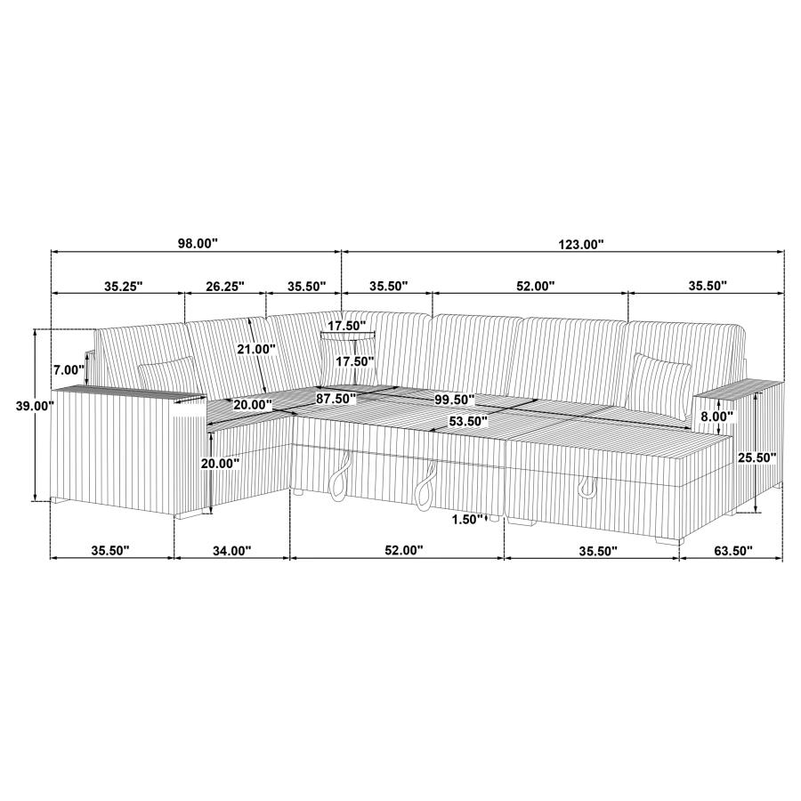 Modal Additional Images for Devonshire Sleeper Sectional Sofa Storage Chaise Grey