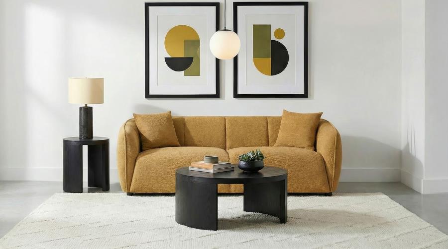Aleisha Chenille Upholstered Sofa Mustard Yellow