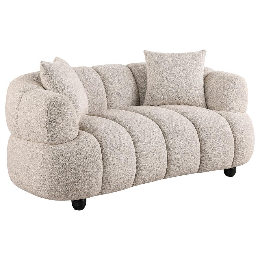 Whitney 2-Piece Contemporary Channel Tufted Woven Fabric Sofa Set Pebble