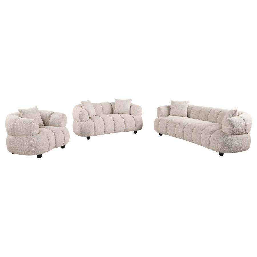(image for) Whitney Contemporary Channel Tufted Woven Fabric Upholstered Sofa Set