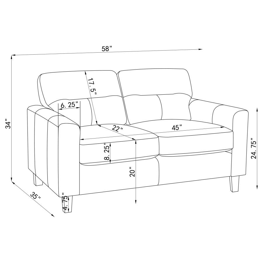 Modal Additional Images for Scotland 2-piece Faux Leather Upholstered Sofa Set Brown