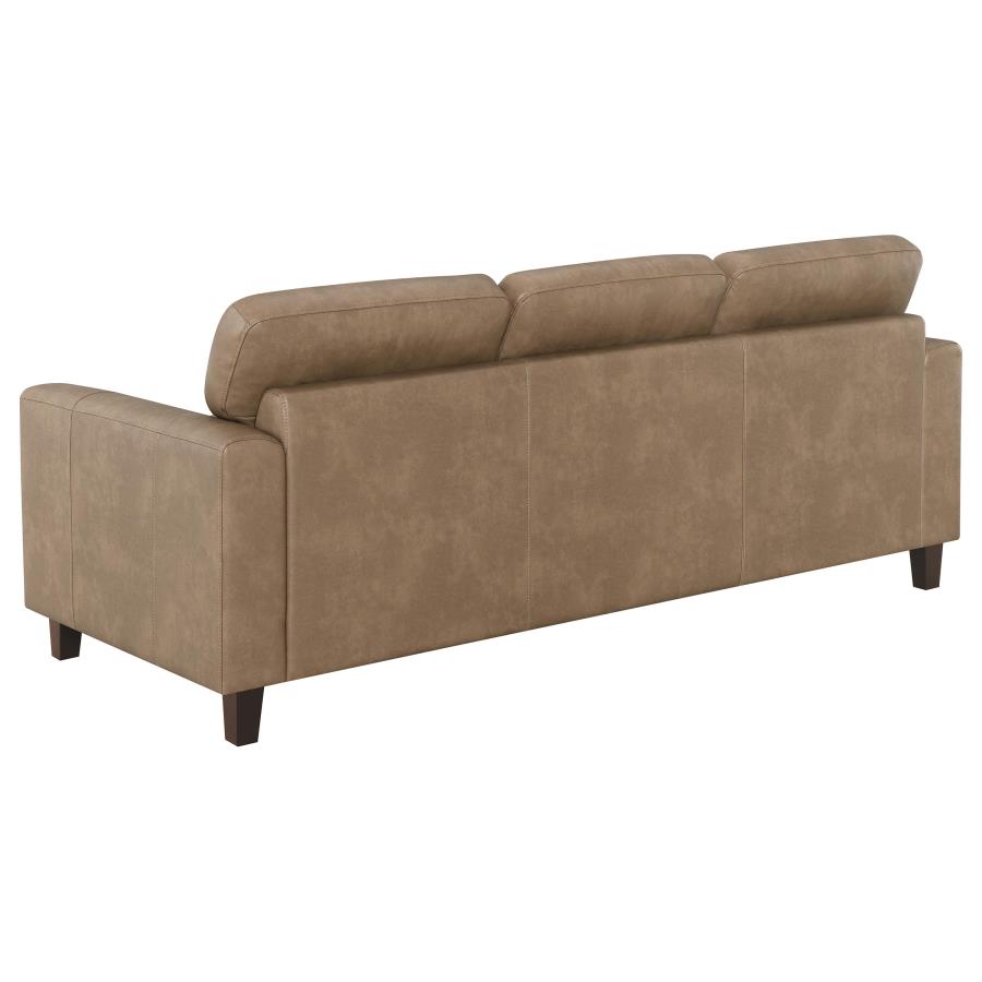 Scotland 3-piece Faux Leather Upholstered Sofa Set Brown