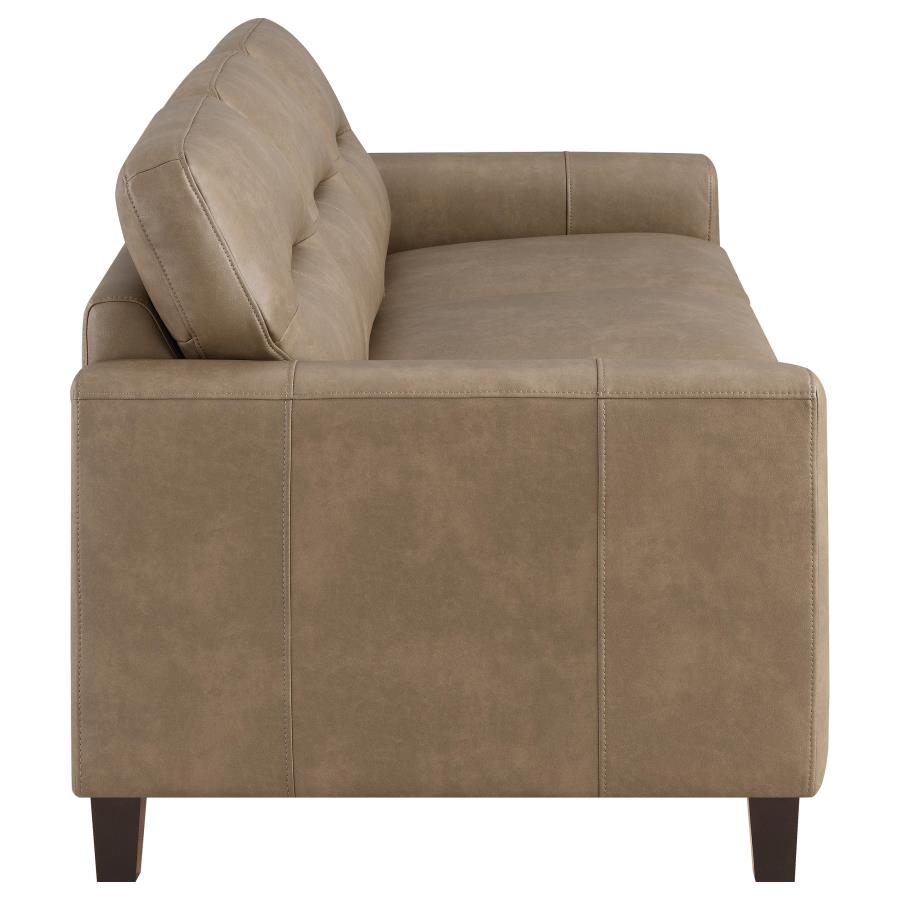 Scotland 3-piece Faux Leather Upholstered Sofa Set Brown