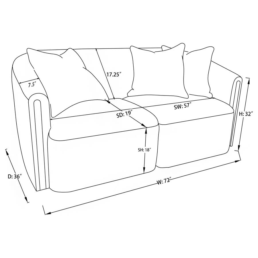 Modal Additional Images for Townsend 2-piece Chenille Upholstered Sofa Set Latte