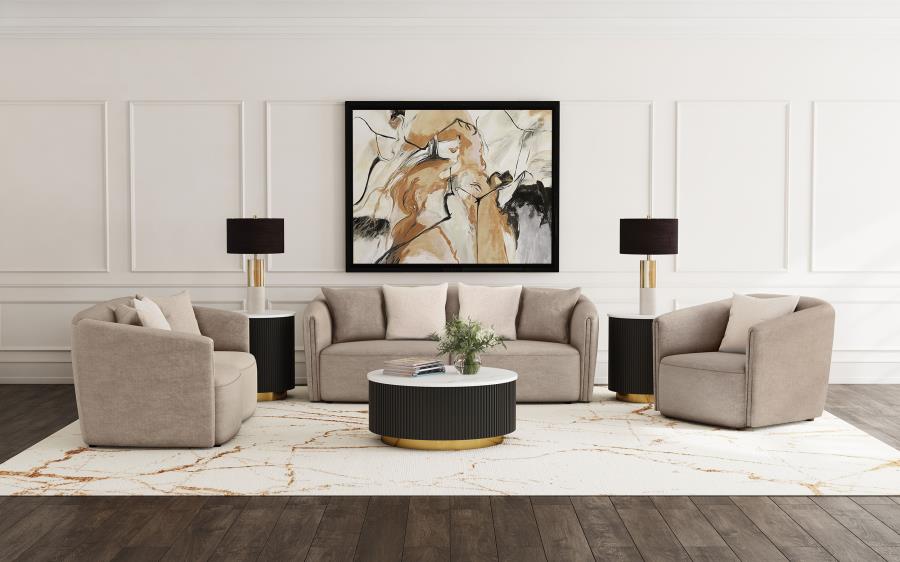 Townsend 3-piece Chenille Upholstered Sofa Set Latte (image for) Townsend 3-piece Chenille Upholstered Sofa Set Latte