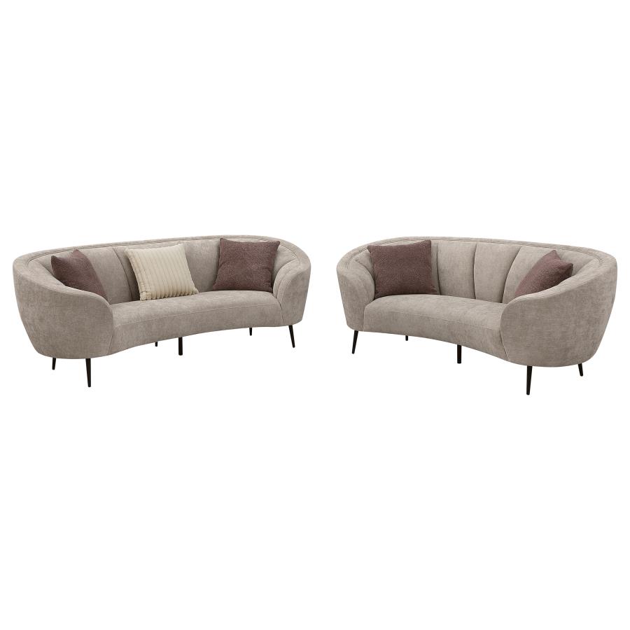 Ellorie 2-piece Upholstered Curved Sofa Set Beige