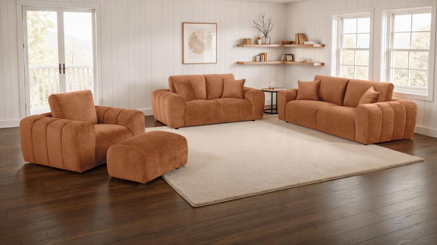 Modal Additional Images for Burnett Chenille Upholstered Wide Arm Loveseat Burnt Orange