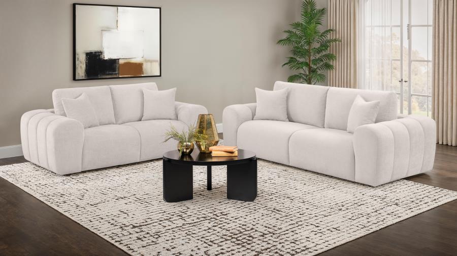 (image for) Burnett 2-piece Chenille Upholstered Sofa Set Ivory