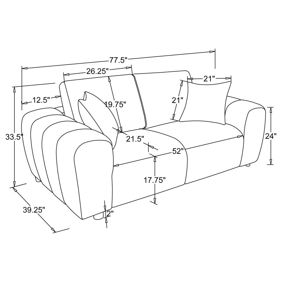 Modal Additional Images for Burnett 2-piece Chenille Upholstered Sofa Set Ivory