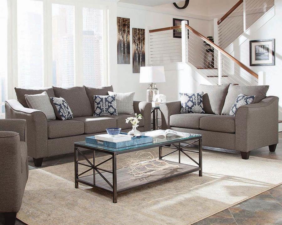 Salizar 2-piece Upholstered Flared Arm Sofa Set Grey (image for) Salizar 2-piece Upholstered Flared Arm Sofa Set Grey