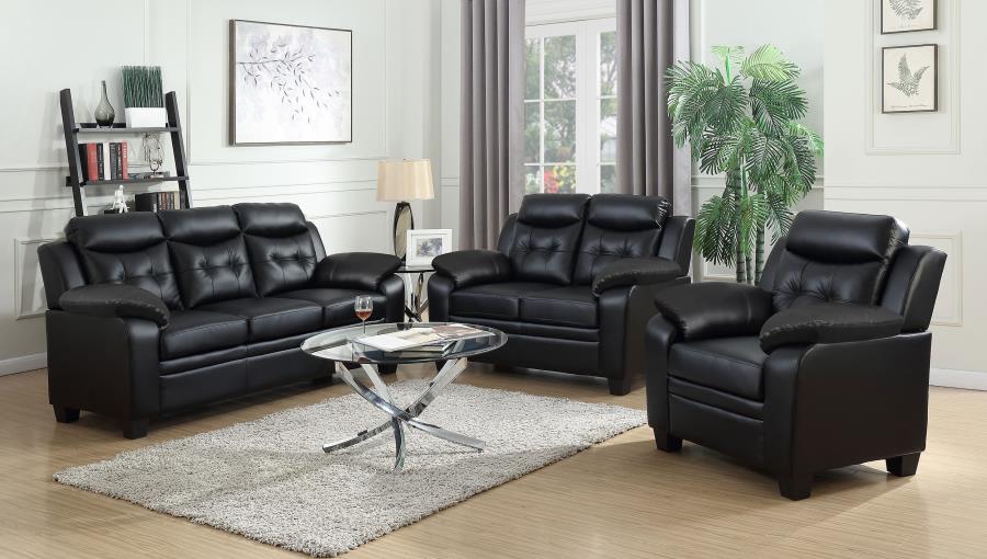 Modal Additional Images for Finley Upholstered Padded Arm Tufted Loveseat Black