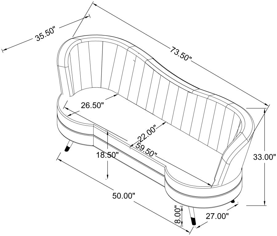 Sophia 3-piece Upholstered Channel Tufted Sofa Set Grey