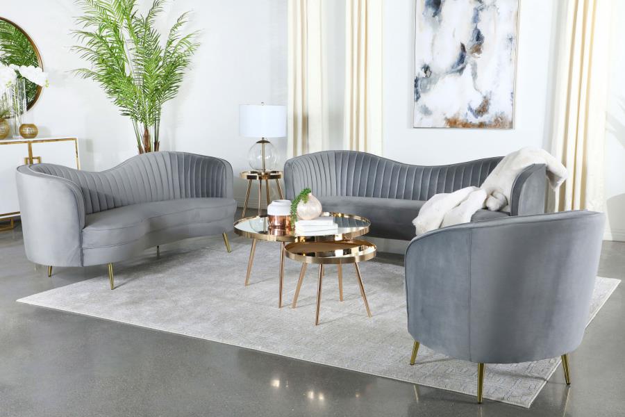 Modal Additional Images for Sophia Upholstered Channel Tufted Sofa Grey
