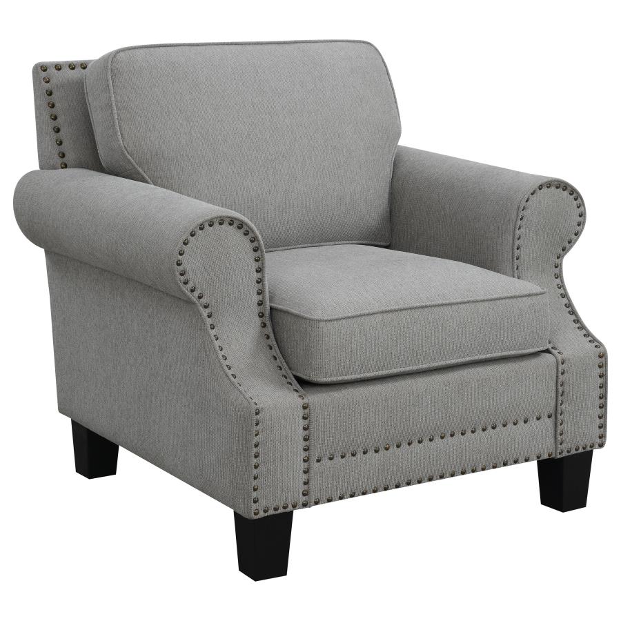 Sheldon Upholstered Rolled Arm Accent Chair Grey (image for) Sheldon Upholstered Rolled Arm Accent Chair Grey