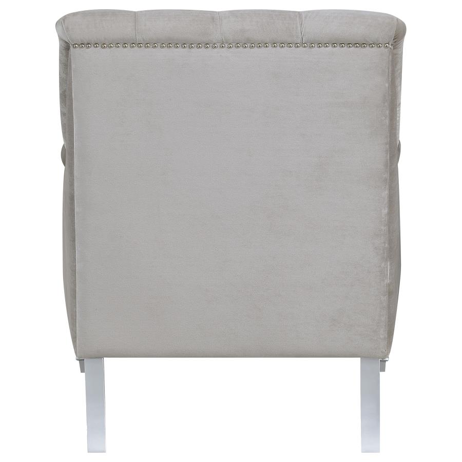 Avonlea Velvet Upholstered Sloped Arm Chair Grey Velvet