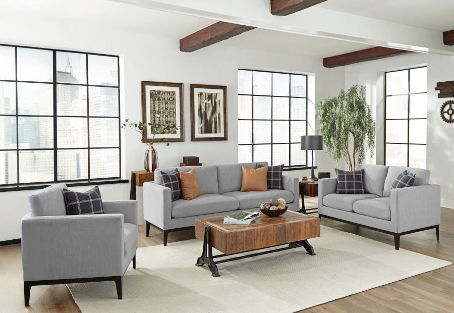 Modal Additional Images for Apperson Upholstered Track Arm Accent Chair Light Grey