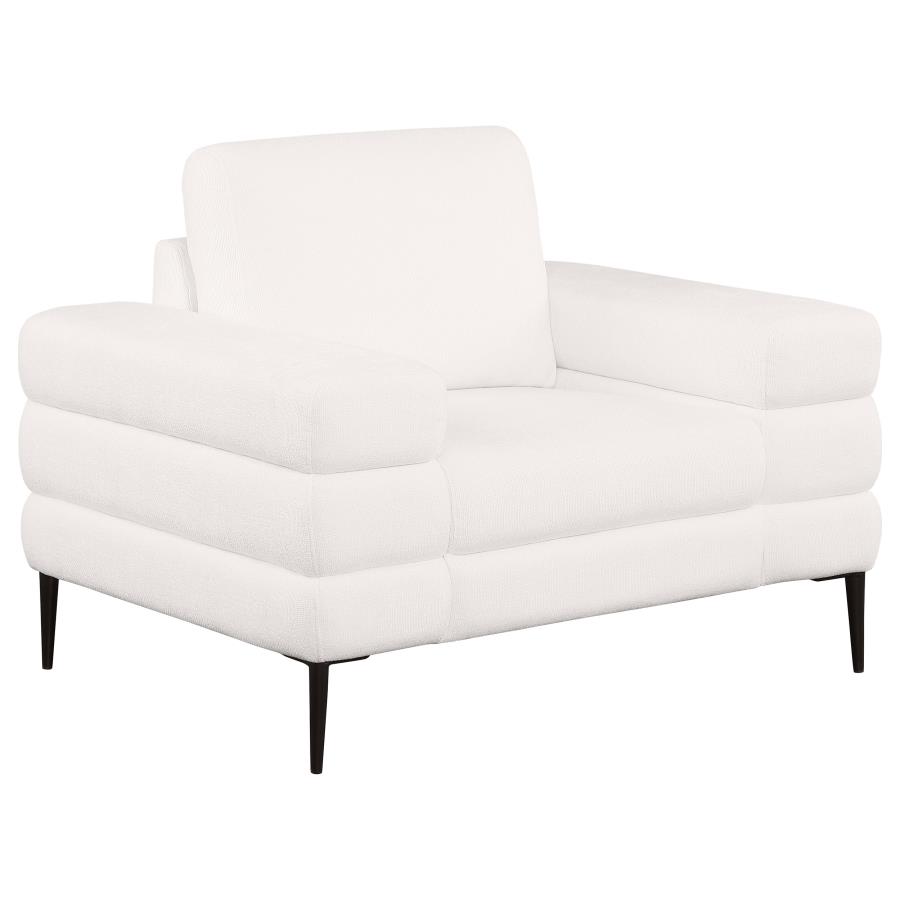 Jessel Chenille Upholstered Track Arm Chair Ivory (image for) Jessel Chenille Upholstered Track Arm Chair Ivory