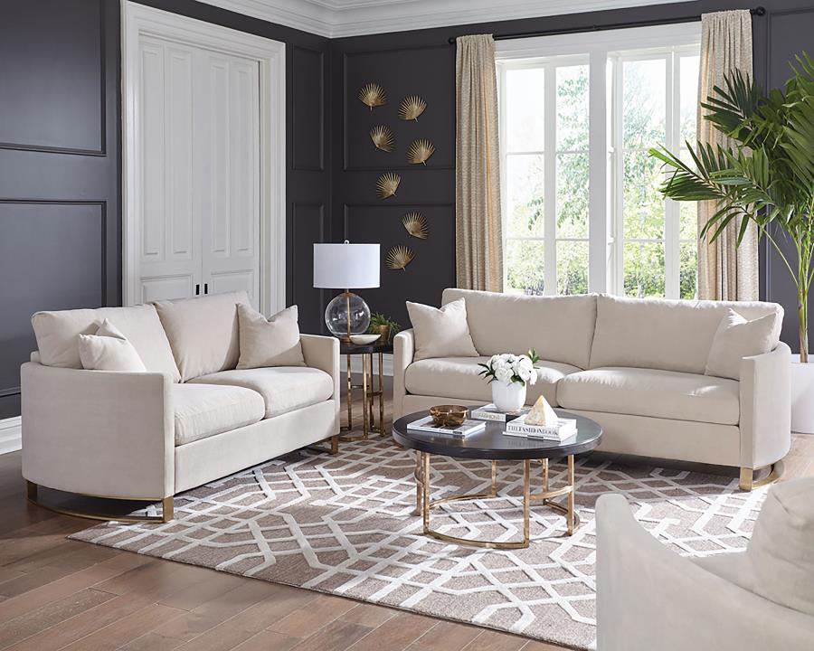 Modal Additional Images for Corliss Upholstered Curved Track Arm Sofa Beige