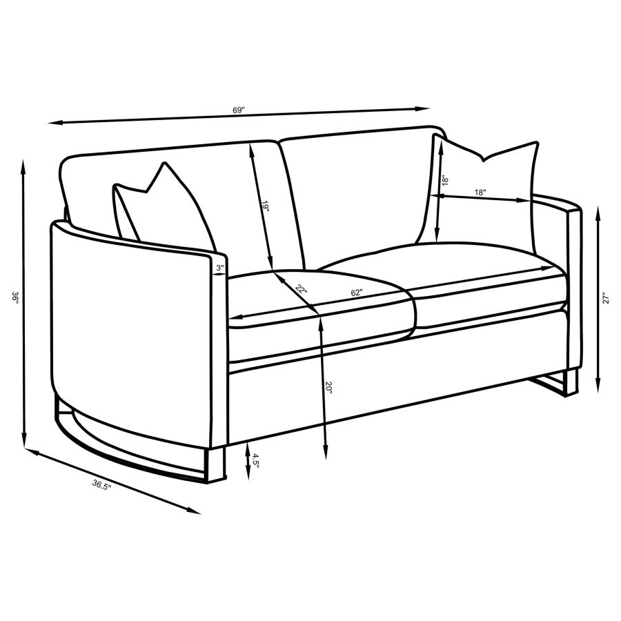 Modal Additional Images for Corliss 2-piece Velvet Upholstered Sofa Set Camel