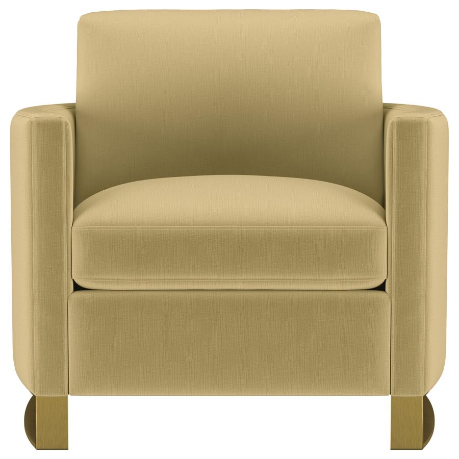 Corliss Upholstered Curved Track Arm Chair Camel
